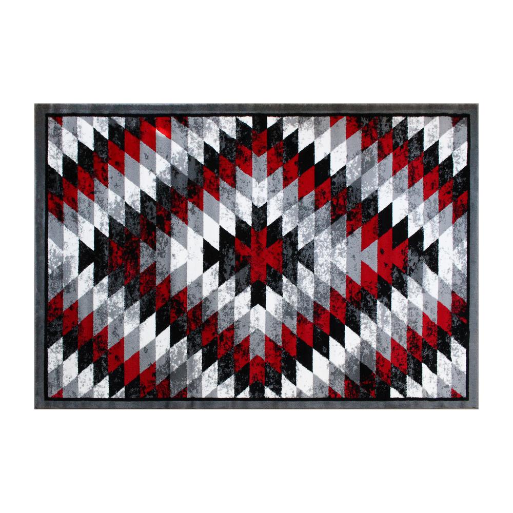 Southwestern 5' x 7' Red Area Rug - Olefin Rug with Jute Backing - Flash Furniture