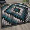 Southwestern 5' x 7' Turquoise Area Rug - Olefin Rug with Jute Backing - Flash Furniture