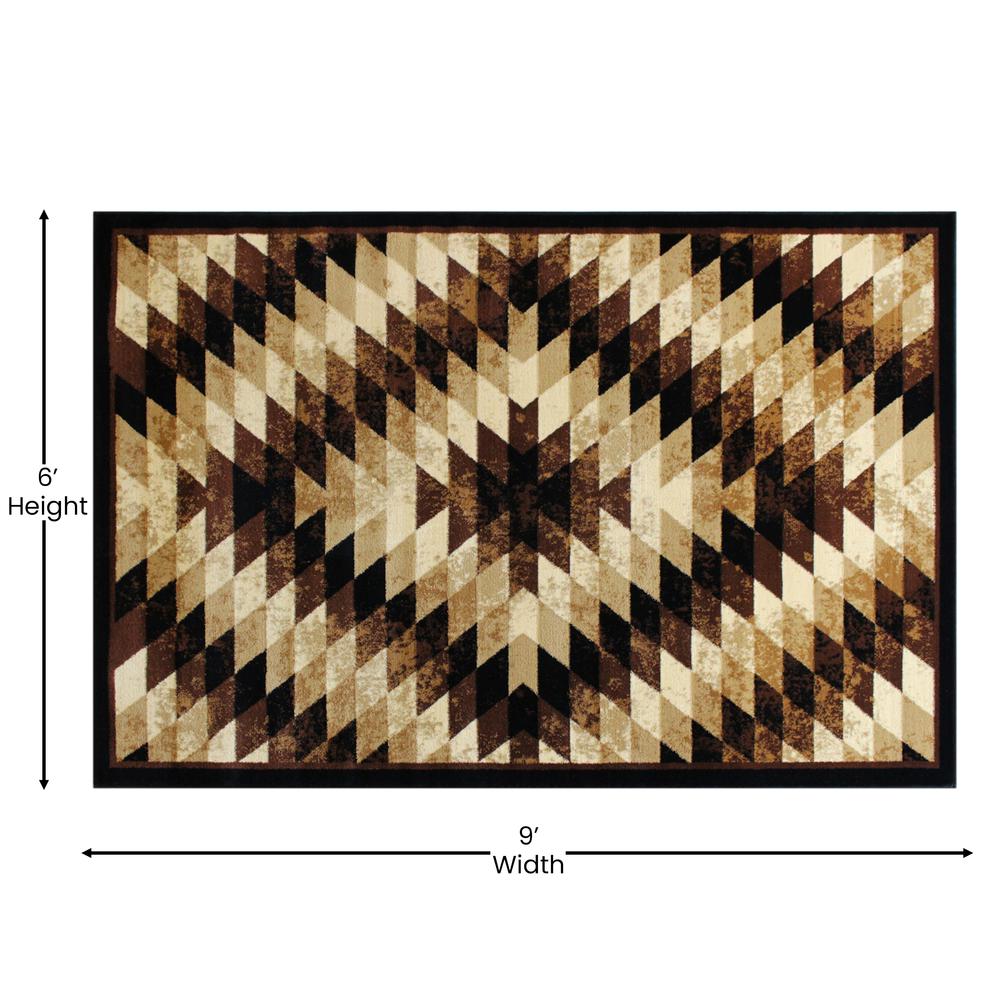 Southwestern 6' x 9' Brown Area Rug - Olefin Rug with Jute Backing - Flash Furniture