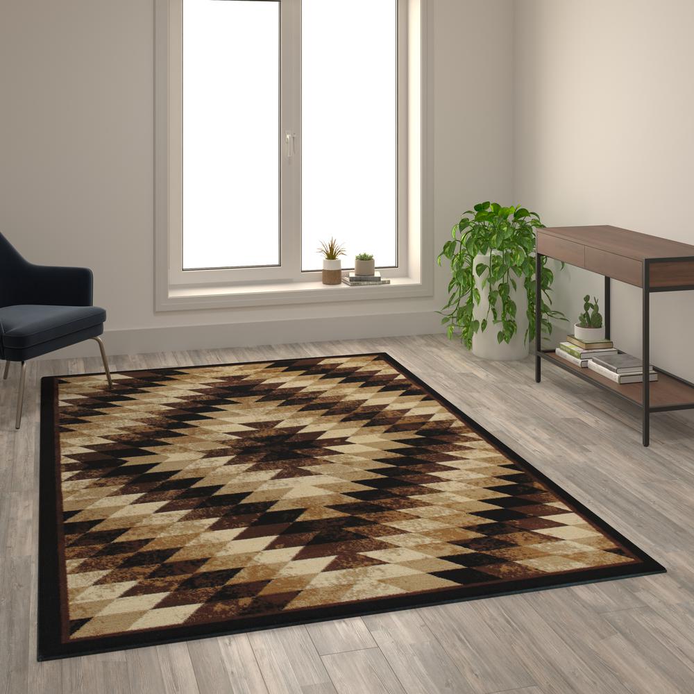Southwestern 6' x 9' Brown Area Rug - Olefin Rug with Jute Backing - Flash Furniture