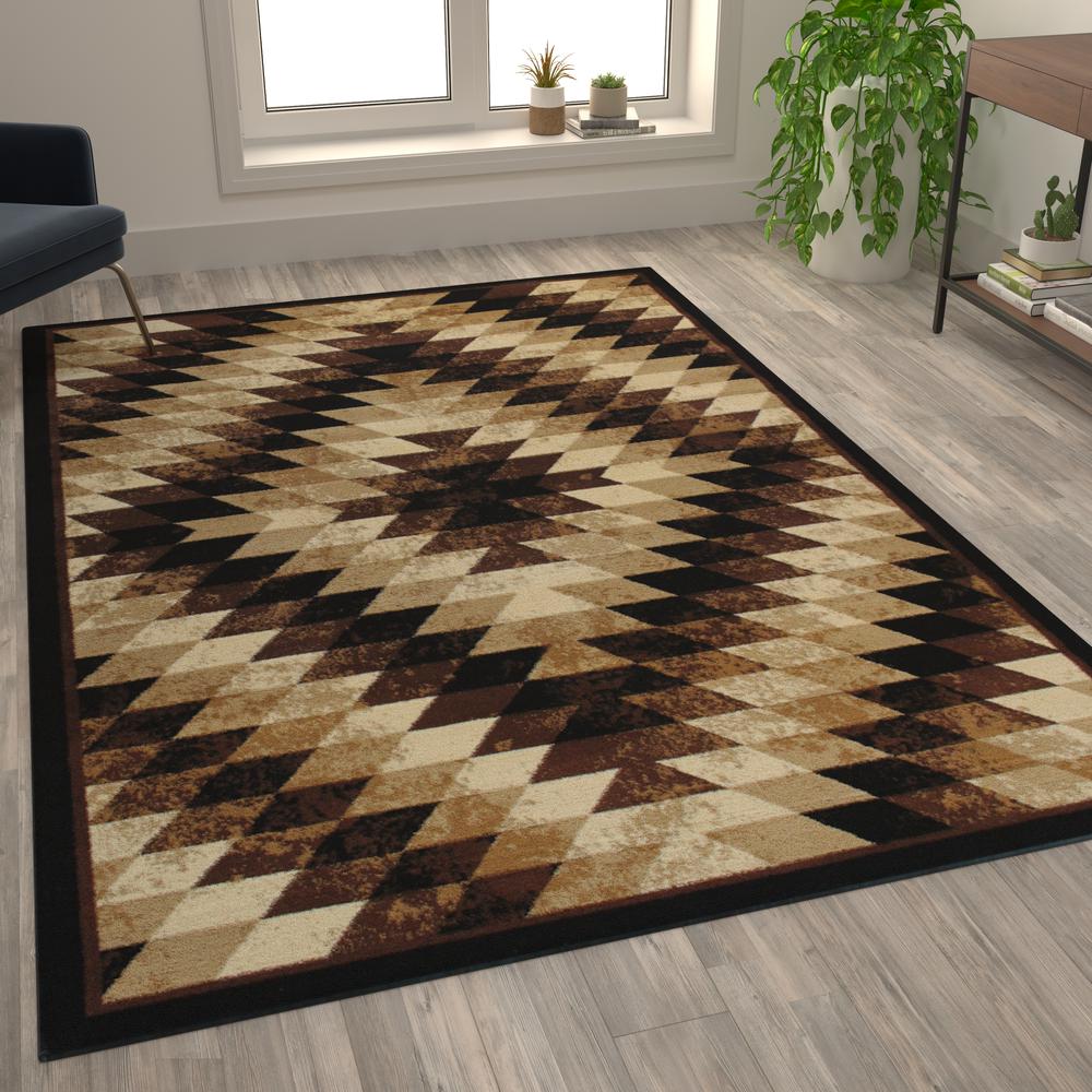 Southwestern 6' x 9' Brown Area Rug - Olefin Rug with Jute Backing - Flash Furniture