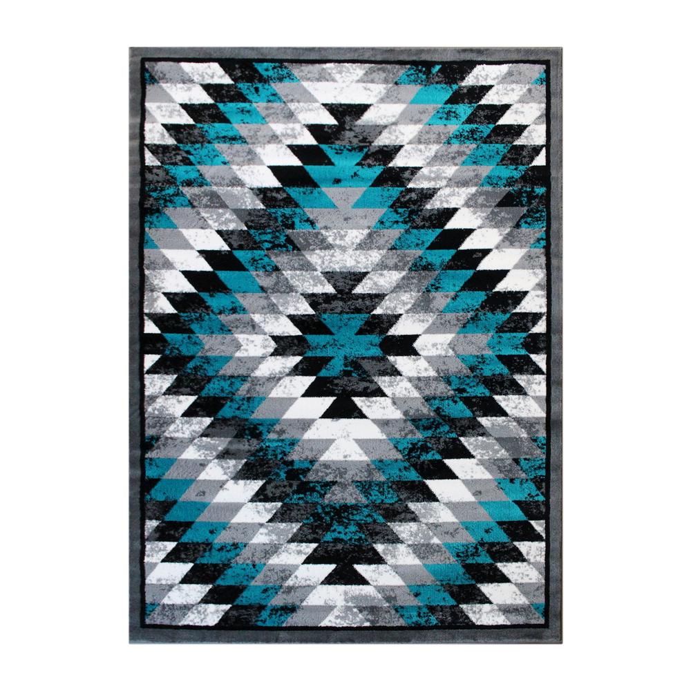 Southwestern 6' x 9' Turquoise Area Rug - Olefin Rug with Jute Backing - Flash Furniture