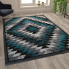 Southwestern 6' x 9' Turquoise Area Rug - Olefin Rug with Jute Backing - Flash Furniture
