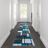 2' x 11' Turquoise Color Bricked Olefin Area Rug - Flash Furniture