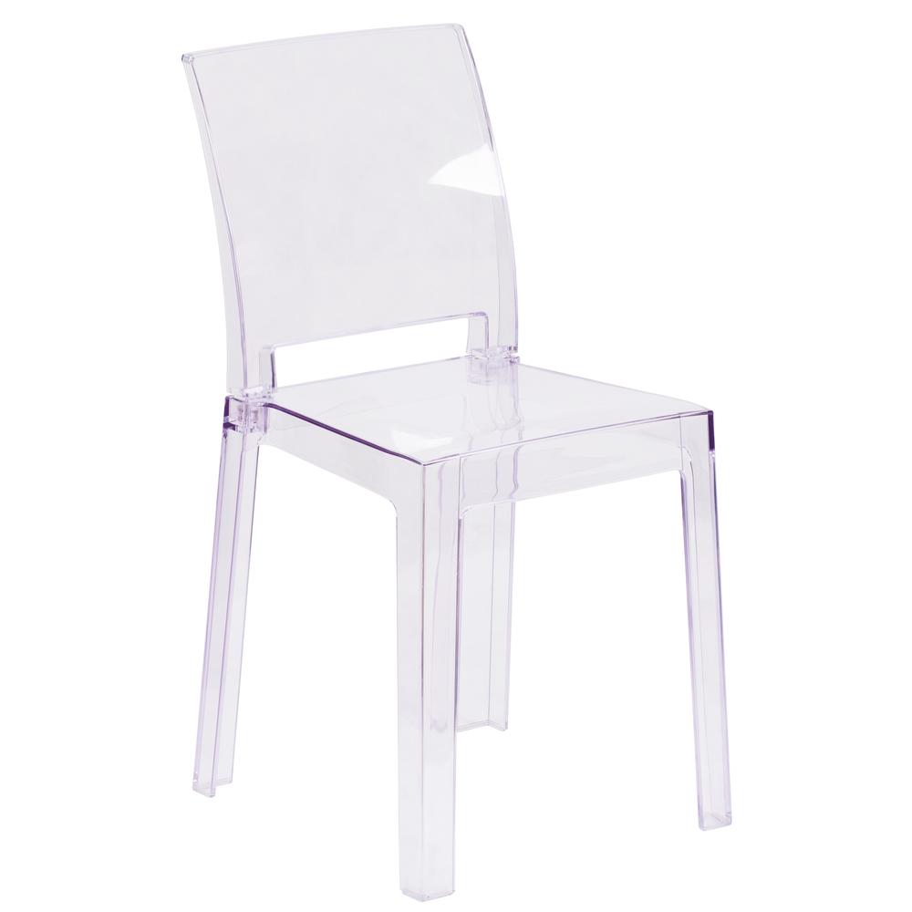 Ghost Chair with Square Back in Transparent Crystal - Flash Furniture