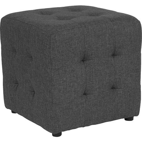Avendale Tufted Upholstered Ottoman Pouf in Dark Gray Fabric - Flash Furniture