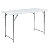 4-Foot Height Adjustable Bi-Fold Granite White Plastic Folding Table - Flash Furniture