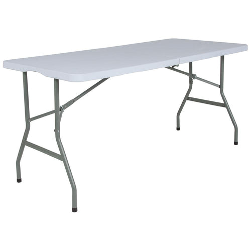 4.97-Foot Bi-Fold Granite White Plastic Folding Table - Flash Furniture