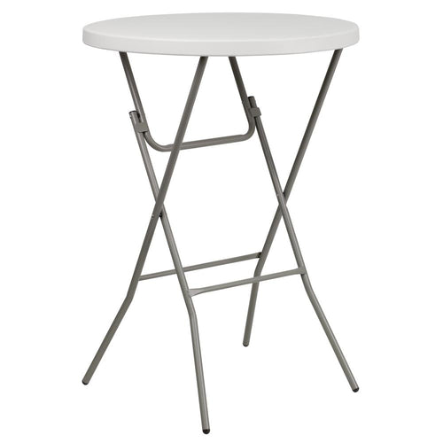 2.63-Foot Round Granite White Plastic Bar Height Folding Table - Flash Furniture