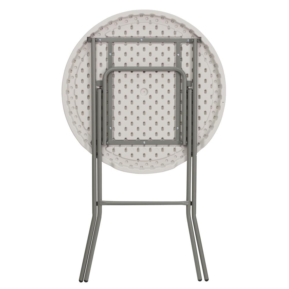 2.63-Foot Round Granite White Plastic Bar Height Folding Table - Flash Furniture