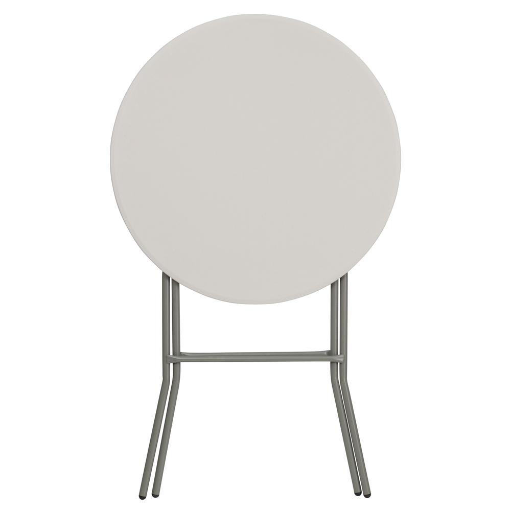 2.63-Foot Round Granite White Plastic Bar Height Folding Table - Flash Furniture