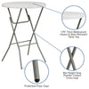 2.63-Foot Round Granite White Plastic Bar Height Folding Table - Flash Furniture
