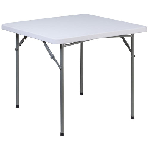 2.81-Foot Square Granite White Plastic Folding Table - Flash Furniture