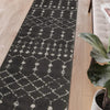Geometric Bohemian Low Pile Rug - 2' x 6' - Dark Gray/Ivory Polyester - Flash Furniture