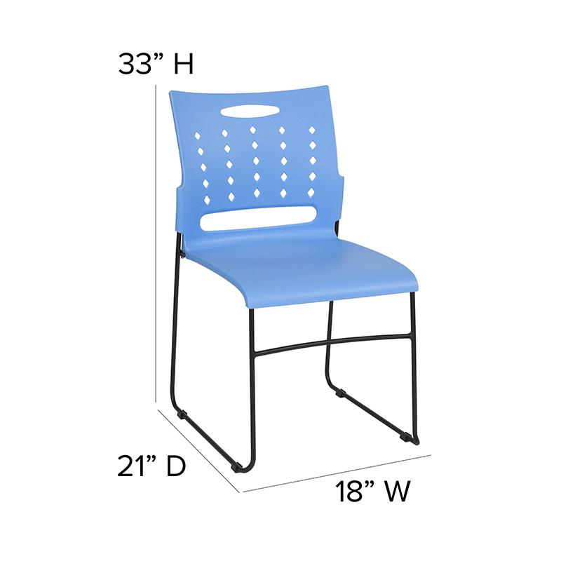 881 lb. Capacity Blue Sled Base Stack Chair with Air-Vent Back - Flash Furniture