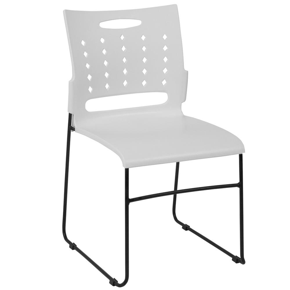 881 lb. Capacity White Sled Base Stack Chair with Air-Vent Back - Flash Furniture