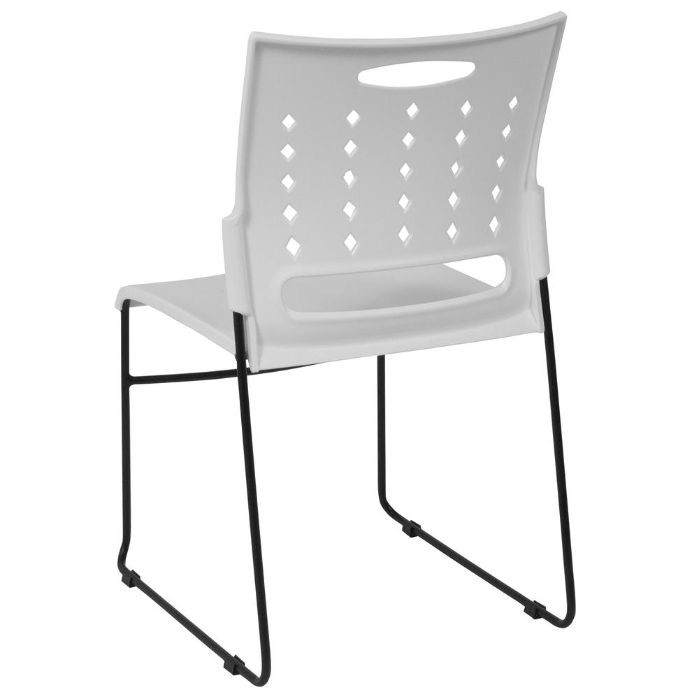 881 lb. Capacity White Sled Base Stack Chair with Air-Vent Back - Flash Furniture