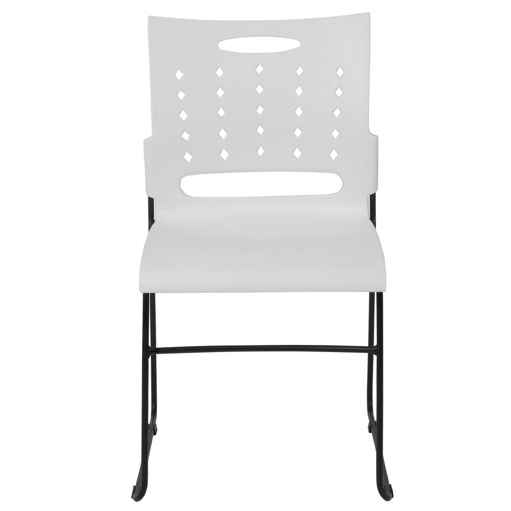 881 lb. Capacity White Sled Base Stack Chair with Air-Vent Back - Flash Furniture