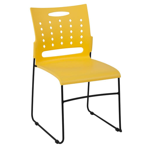 881 lb. Capacity Yellow Sled Base Stack Chair with Air-Vent Back - Flash Furniture
