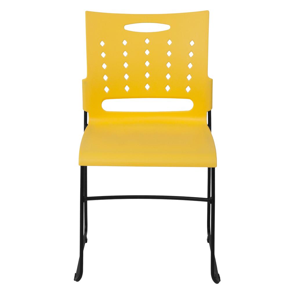 881 lb. Capacity Yellow Sled Base Stack Chair with Air-Vent Back - Flash Furniture