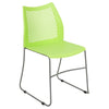 Green Stack Chair with Air-Vent Back and Gray Powder Coated Sled Base - Flash Furniture