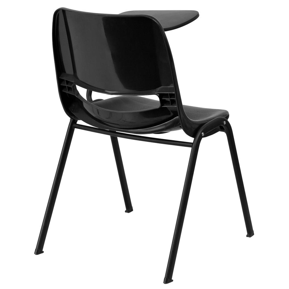 Black Ergonomic Shell Chair with Left Handed Flip-Up Tablet Arm - Flash Furniture