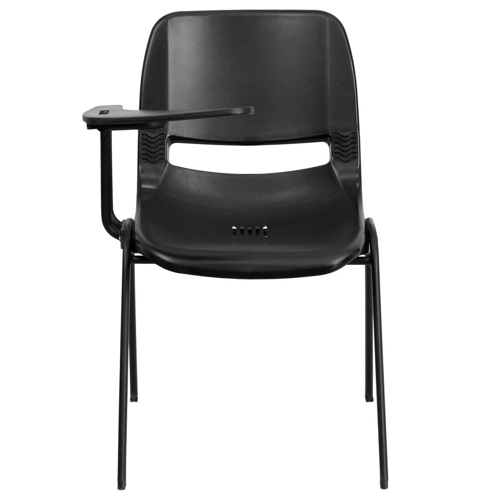 Black Ergonomic Shell Chair with Right Handed Flip-Up Tablet Arm - Flash Furniture