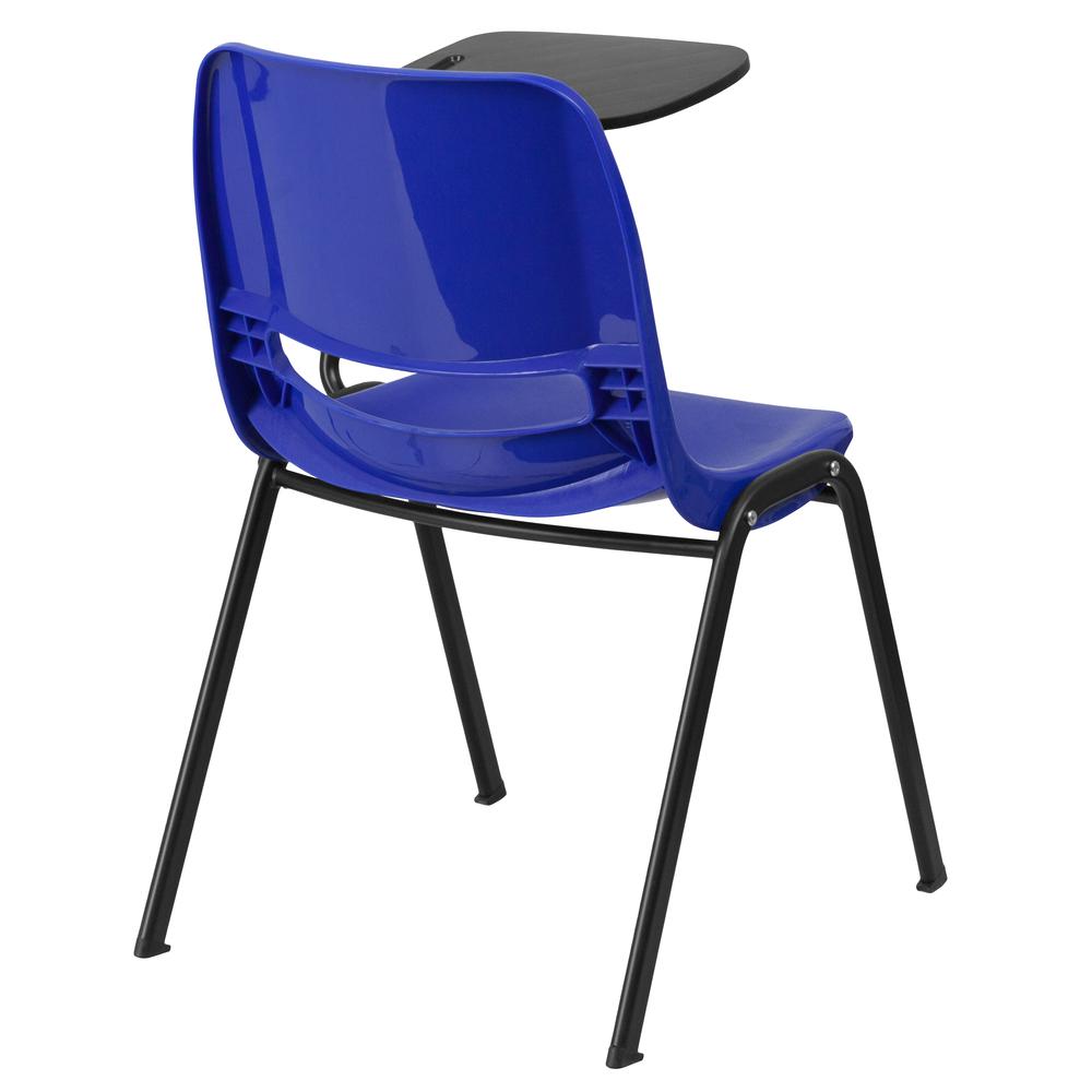 Blue Ergonomic Shell Chair with Left Handed Flip-Up Tablet Arm - Flash Furniture