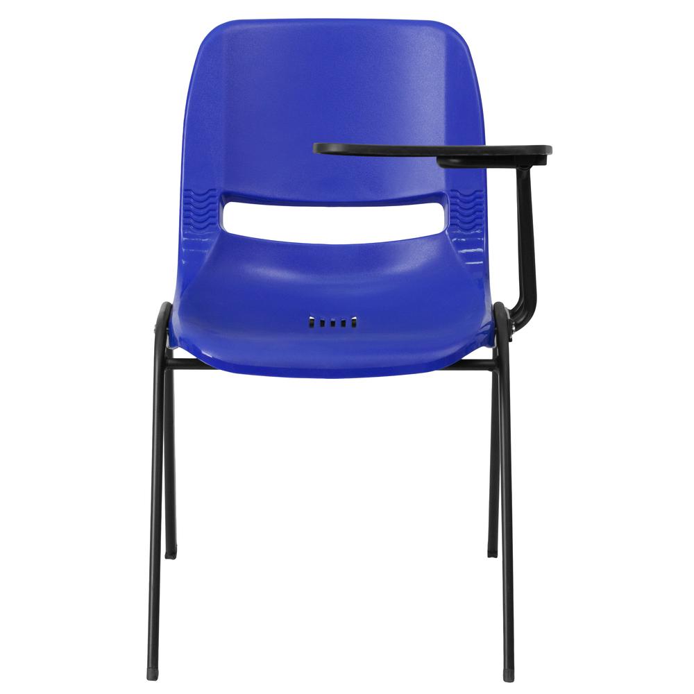Blue Ergonomic Shell Chair with Left Handed Flip-Up Tablet Arm - Flash Furniture