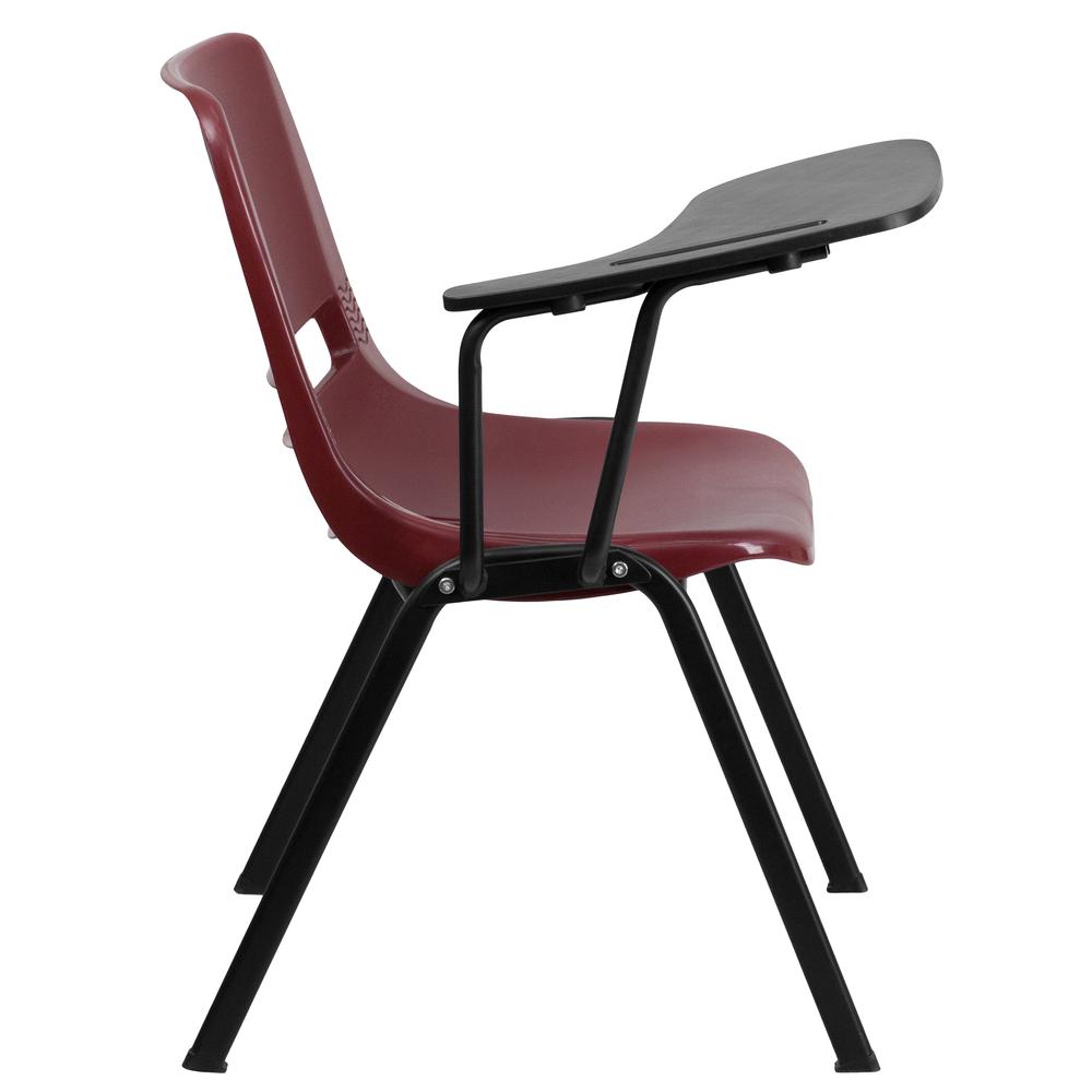 Burgundy Ergonomic Shell Chair with Right Handed Flip-Up Tablet Arm - Flash Furniture