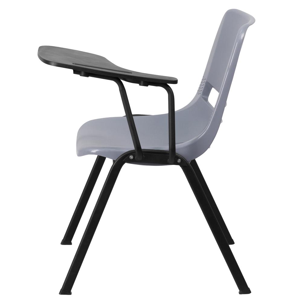 Gray Ergonomic Shell Chair with Left Handed Flip-Up Tablet Arm - Flash Furniture