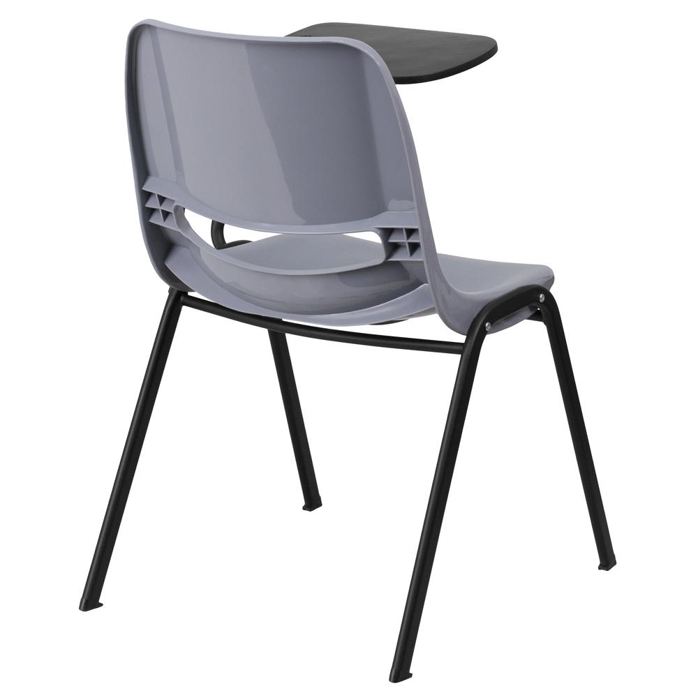 Gray Ergonomic Shell Chair with Left Handed Flip-Up Tablet Arm - Flash Furniture