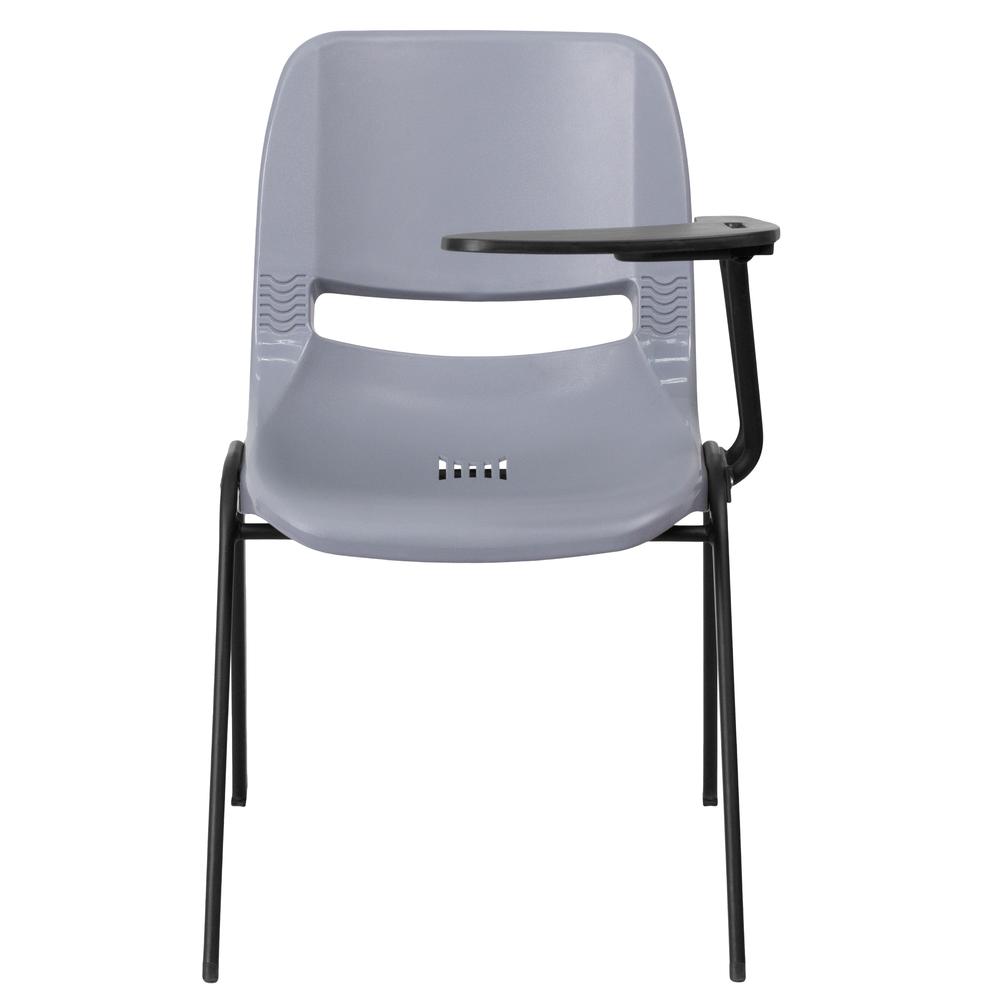 Gray Ergonomic Shell Chair with Left Handed Flip-Up Tablet Arm - Flash Furniture