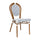 Bistro Stacking Chair, White and Navy PE Rattan and Bamboo Print Aluminum Frame - Flash Furniture