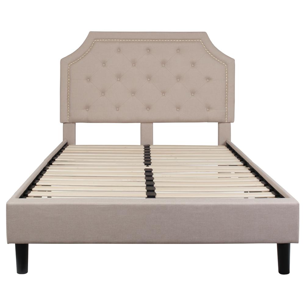 Full Size Tufted Upholstered Platform Bed in Beige Fabric - Flash Furniture