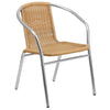 Commercial Aluminum and Beige Rattan Indoor-Outdoor Restaurant Stack Chair - Flash Furniture