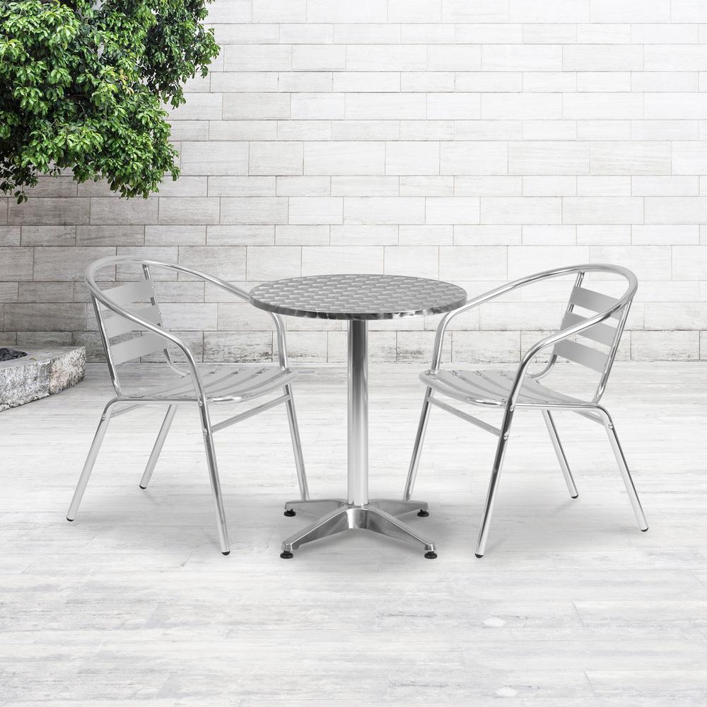 23.5'' Round Aluminum Indoor-Outdoor Table with Base - Flash Furniture