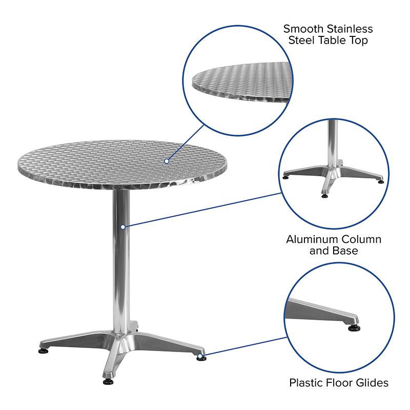 27.5'' Round Aluminum Indoor-Outdoor Table with Base - Flash Furniture