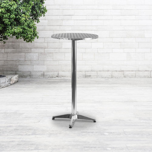 23.25'' Round Aluminum Indoor-Outdoor Bar Height Table with Flip-Up Table - Flash Furniture