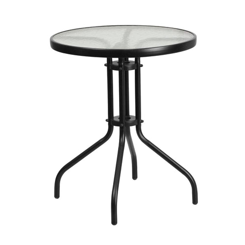 23.75'' Round Tempered Glass Metal Table - Flash Furniture