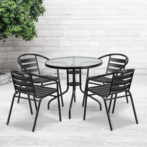 31.5'' Round Tempered Glass Metal Table - Flash Furniture