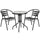23.75'' Round Glass Metal Table with 2 Black Metal Aluminum Slat Stack Chairs - Flash Furniture