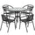 31.5'' Round Glass Metal Table with 4 Black Metal Aluminum Slat Stack Chairs - Flash Furniture