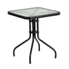 23.5'' Square Glass Metal Table with 2 Black Rattan Stack Chairs - Flash Furniture