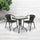 23.5'' Square Glass Metal Table with 2 Black Rattan Stack Chairs - Flash Furniture