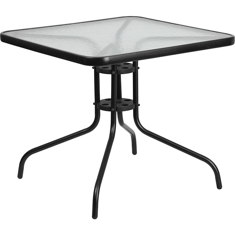 31.5'' Square Tempered Glass Metal Table - Flash Furniture