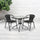28'' Square Tempered Glass Metal Table with Black Rattan Edging - Flash Furniture