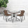 28'' Square Tempered Glass Metal Table with Dark Brown Rattan Edging - Flash Furniture