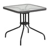 28'' Square Tempered Glass Metal Table with Gray Rattan Edging - Flash Furniture