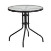28'' Round Tempered Glass Metal Table with Black Rattan Edging - Flash Furniture